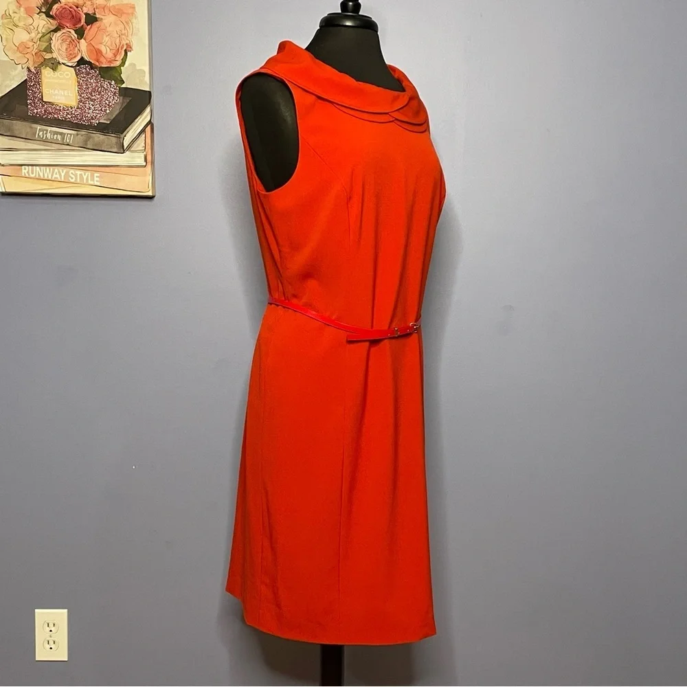 Ellen Tracy Red Sleeveless w/ Belt Women’s Dress Size 14 - Picture 6 of 11